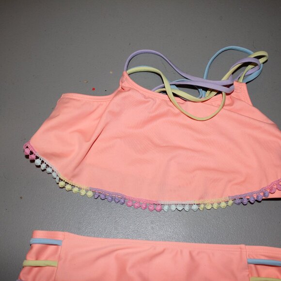 Orange 2 Pcs Justice Bikini9 Swimsuit Size 14 - Picture 3 of 12